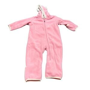 Columbia Pink White Faux Fur Trim Bunting 18-24 Mo One Piece Fleece Baby Bear